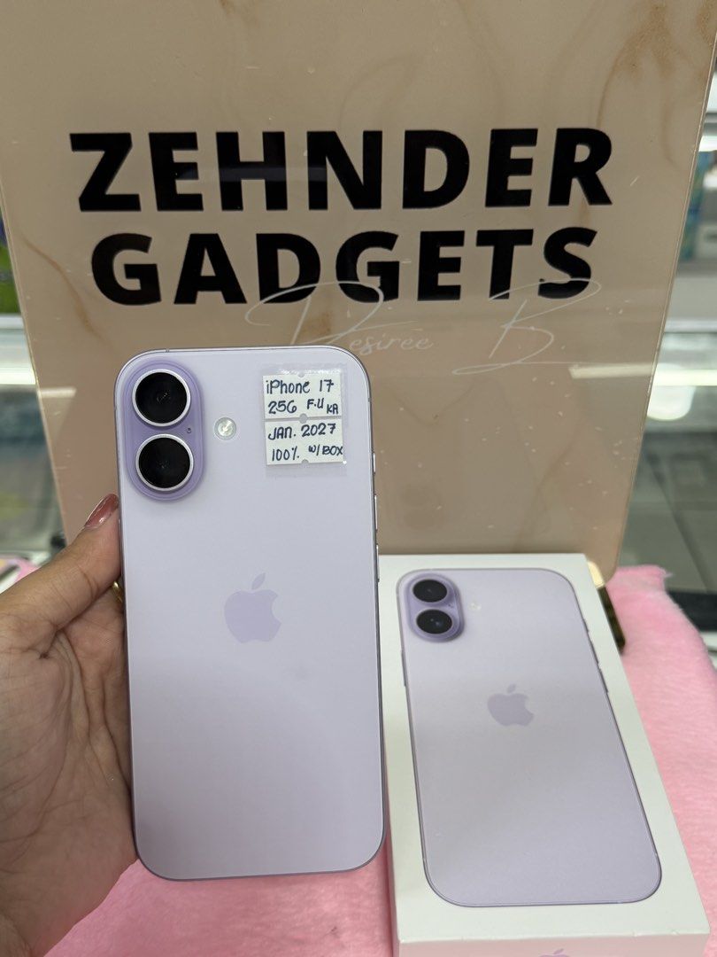 iPhone 17 256GB OPENLINE (1 MONTH OLD) NTC APPROVED (Category: iPhone 17 Series) located in San Juan City. Submitted by desireebayal96 (Listing ID 1422341806, Image 1). Description: iPhone 17 (LAVENDER) * 1 MONTH OLD * UNDER WARRANTY UNTIL JAN. 2027 * NTC APPROVED * OPENLINE * ANY SIM * 256GB * 100% BATTERY HEALTH * 35 CYCLE COUNT * 100% SMOOTH * NO DENTS * NO ISSUE * NO HISTORY OF REPAIR * NOT REFURBISHED * WITH BOX SAME SERIAL * WITH CORD TYPE 