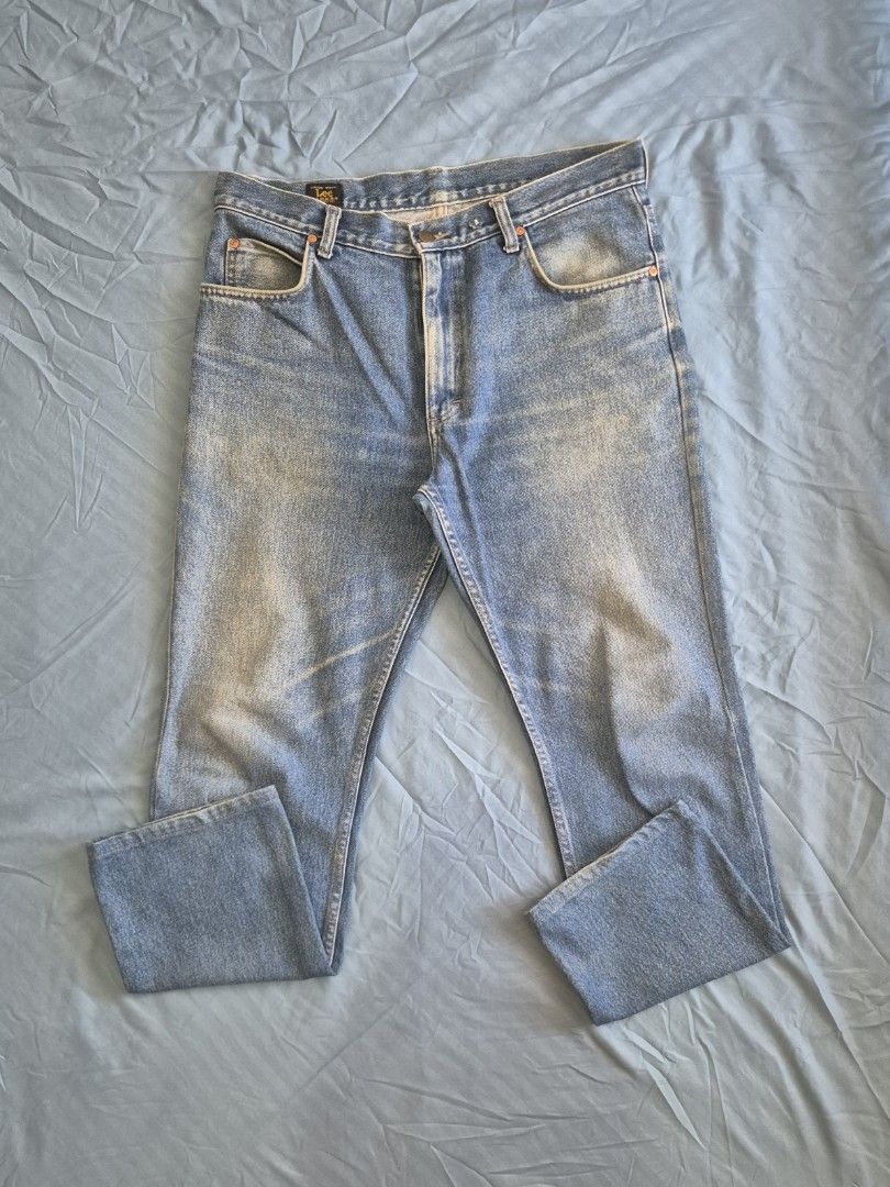 Lee Riders Jeans | Union Made | Sanforized (Category: Jeans) located in Cebu City. Submitted by buyfromb (Listing ID 1422308335, Image 1). Description: Lee Riders Jeans | Union Made | Sanforized (measurements displayed in photos) - Actual Size: 35 Features: - Copper Rivets - Flat-felled seams - Lee Zipper *Minor damage beside button hole but not visible when wearing* (see last pic).