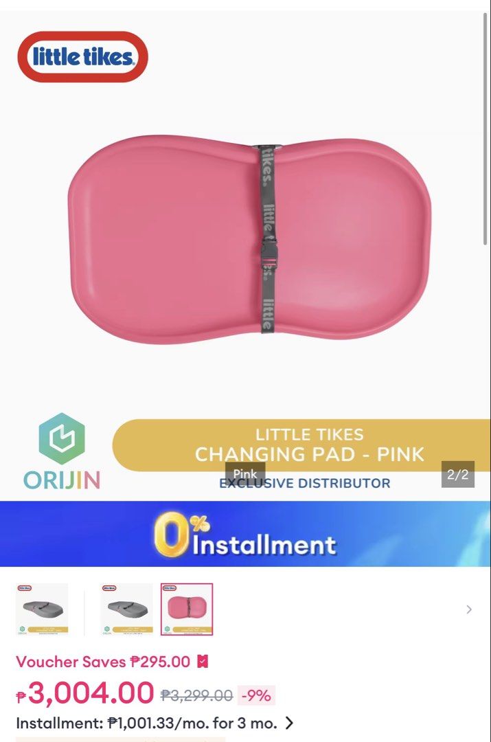 Little Tikes Deluxe Foam Changing Pad - Pink (Category: Changing Mats & Accessories) located in Muntinlupa City. Submitted by fmp0108 (Listing ID 1422330786, Image 1). Description: - Little Tikes Deluxe Foam Changing Pad (Pink) - Soft and comfortable foam surface - Easy to wipe clean - Includes safety strap - Designed for baby's comfort and safety Original price: 3,299.