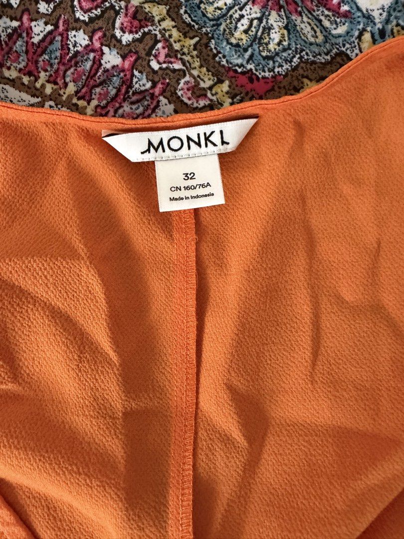 Monki Orange Midi Dress (Category: Dresses) located in Manila. Submitted by declutterwkb (Listing ID 1422266044, Image 3). Description: - Used once - Monki orange midi dress - Size can fit xs-s - V-neckline - Long sleeves - Ruched detailing - Front slit.