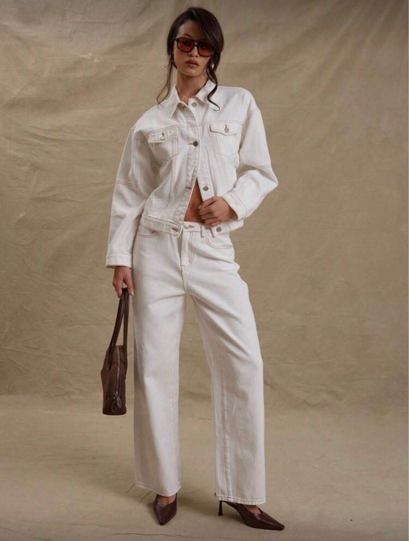 MUSERA Mid Rise Contrast Stitch Denim Pants (Category: Sets or Coordinates) located in Las Pinas. Submitted by kjxx00 (Listing ID 1422372730, Image 1). Description: worn once baggy fit size 26 (fits small to med frames) got for 953 selling for 499 ☑️ DENIM JACKET ONLY - 699 PHP ☑️ PANTS ONLY - 499 ☑️ IF SET - 1,000 PHP ONLY currently sold out MUSERA Mid Rise Contrast Stitch Straight Leg Denim Jeans Only Spring Street Style Y2k 90's Ibiza Western 