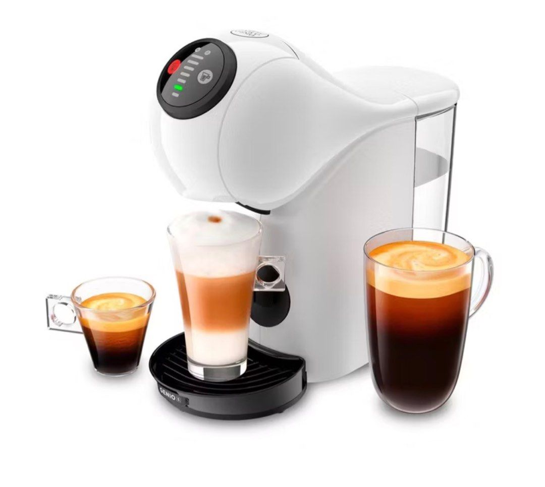 Nescafe Dolce Gusto Genio S White Coffee Machine (Category: Coffee Machines & Makers) located in Manila. Submitted by superbgoods.mnl (Listing ID 1422234290, Image 1). Description: Selling our Genio S Coffee machine -Barely used and still in excellent working condition. ✨Good as new ✨ -Complete with original box. -Color - white Easy to use — just insert capsule and adjust cup size. ⭐️Makes espresso, latte, cappuccino, hot chocolate, and cold drin