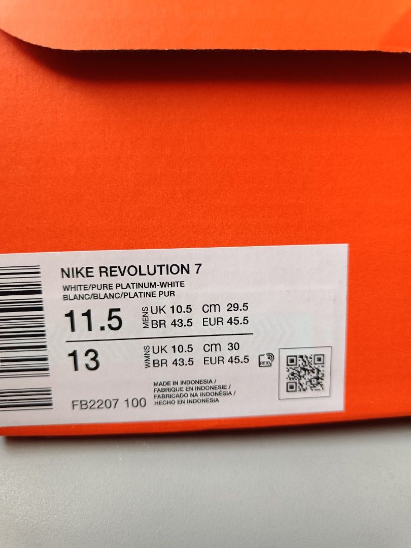 Nike Revolution 7 White Sneakers (Category: Sneakers) located in Cavite. Submitted by disyc (Listing ID 1422307668, Image 3). Description: - Nike Revolution 7 sneakers - Color: White - Size: 11.5 US / 10.5 UK / 43.5 EUR - Includes original box and tags - Made with at least 20% recycled content.