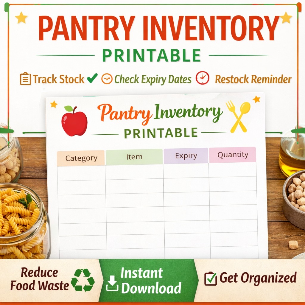 Pantry Inventory Printable | Kitchen Stock Tracker | Food Expiry ...