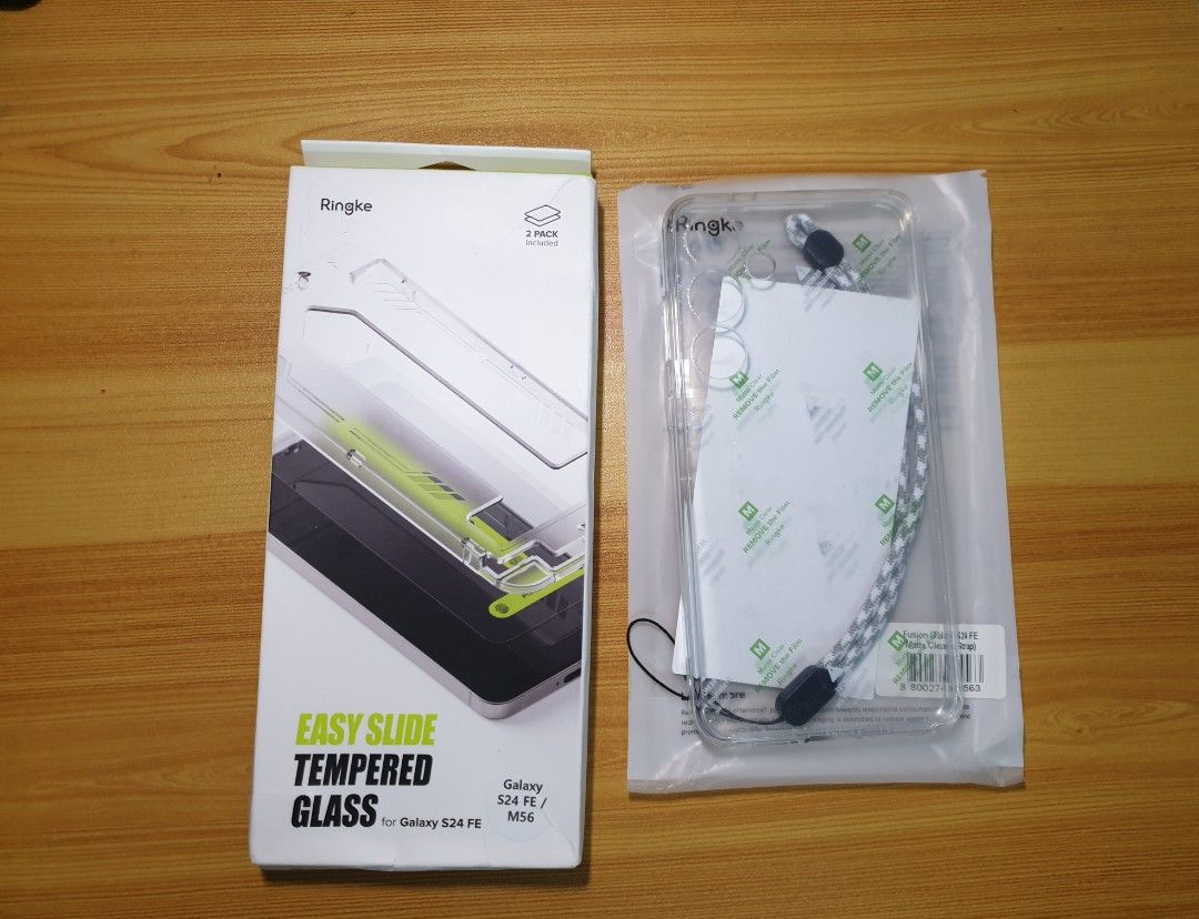 [Return Case Bundle] S24 FE Fusion Matte Clear and Tempered Glass Screen Protector (Category: Cases & Sleeves) located in Pasig City. Submitted by modestfinds (Listing ID 1422381312, Image 1). Description: - S24 FE Return Case Bundle - Includes Ringke Fusion Matte Clear Case - Tempered Glass Screen Protector - Protective films still intact - Comes with 2 tempered glass - Includes cleaning tools.