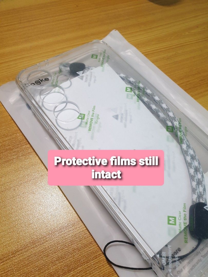 [Return Case Bundle] S24 FE Fusion Matte Clear and Tempered Glass Screen Protector (Category: Cases & Sleeves) located in Pasig City. Submitted by modestfinds (Listing ID 1422381312, Image 3). Description: - S24 FE Return Case Bundle - Includes Ringke Fusion Matte Clear Case - Tempered Glass Screen Protector - Protective films still intact - Comes with 2 tempered glass - Includes cleaning tools.