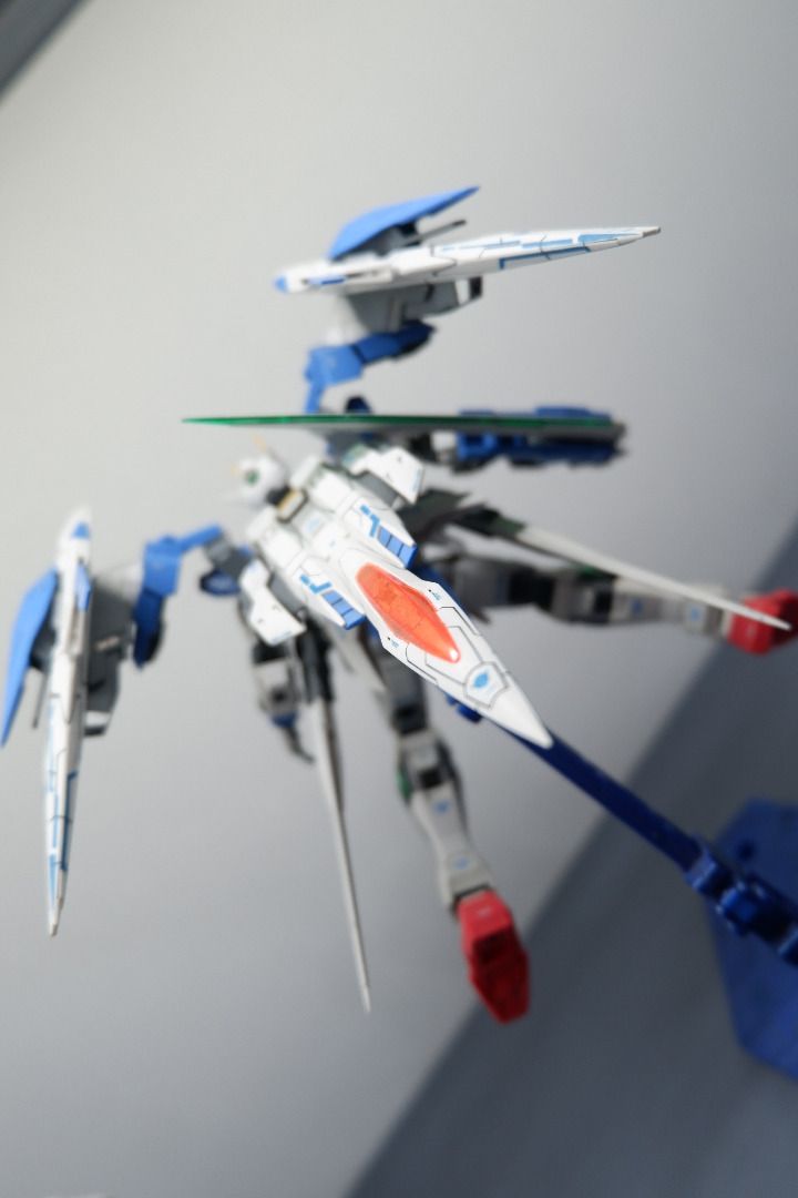 RG 1/144 00 Raiser Bandai (Category: Gundam & Model Kits) located in Manila. Submitted by newdragon.aecb7e (Listing ID 1422370317, Image 3). Description: -Top coated with Matte Krylon -Water slide decals applied. -Stand included. -All accessories, GN Shield and weapon effect parts included. -No box, with manual.