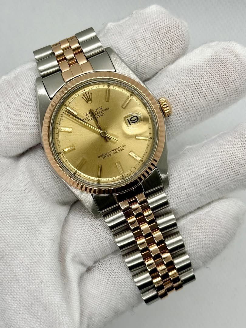 Rolex Datejust Two-Tone Gold Watch (Category: Luxury Watches) located in Cabanatuan. Submitted by albertgonzales27 (Listing ID 1422386926, Image 1). Description: - Rolex Datejust - Gold dial - Two-tone gold and stainless steel jubilee bracelet - Fluted bezel - Date display at 3 o'clock - Rolex logo on clasp.