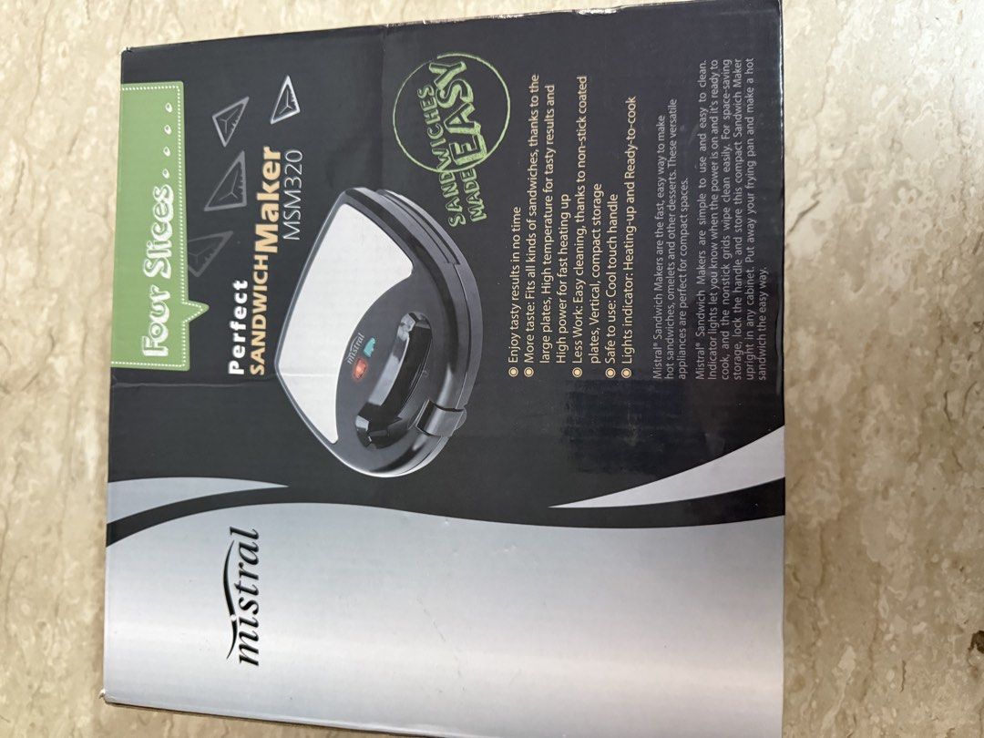 Sandwich maker (Category: Ovens & Toasters) located in Singapore. Submitted by 7766352 (Listing ID 1422261021, Image 4). Description: Mistral sandwich maker new Easy to use .