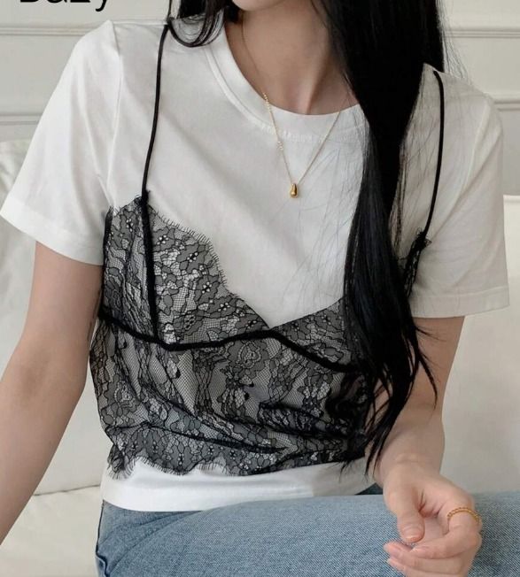 SHEIN | Dazy Lace Overlay Shirt Top (Category: Blouses) located in Angeles City. Submitted by cyleen (Listing ID 1422307832, Image 1). Description: Brandnew all have tags and in plastic still got from Shein Affiliate a lot of package from SHEIN Stretchable (Small-Medium frame) 1pc available 📍 Loc: Pampanga/ Dasma Cavite or thru JNT Next day delivery! .