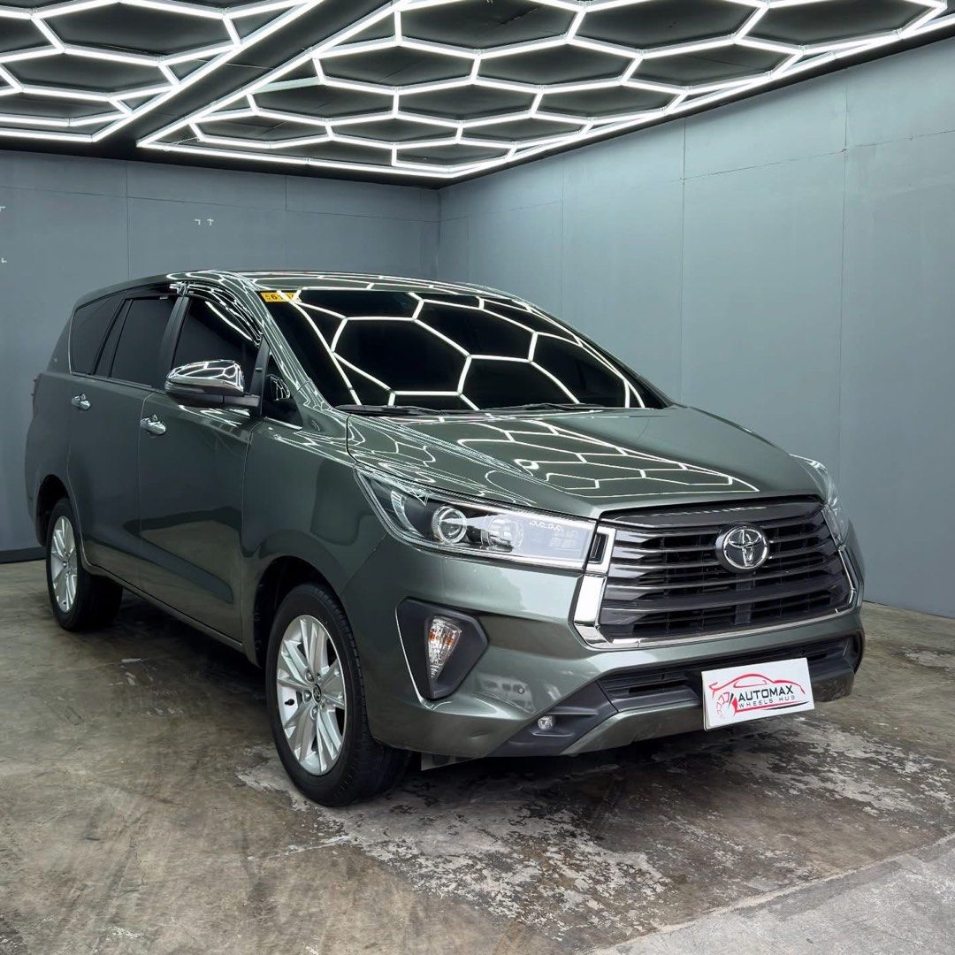 Toyota Innova V Auto (Category: Used Cars) located in Quezon City. Submitted by automax1120 (Listing ID 1422289376, Image 3). Description: 2024 TOYOTA INNOVA 2.8 V Diesel 💰 ₱1,388,000 (Negotiable upon actual viewing) Vehicle Details: • Automatic Transmission • Diesel Engine • Mileage: 18TKMS • 7-Seater | Color: Alumina Jade Metallic • Well Maintained | Very Good Condition • All Original | Ending Plate #4 Available Payment Options: • Cash • Trade