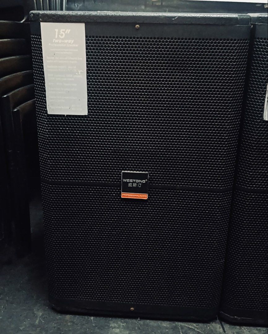 Westding 15 inch Two-Way Professional Passive Speaker (1 pai) (Category: Soundbars, Speakers & Amplifiers) located in Manila. Submitted by purplemodel (Listing ID 1422352473, Image 3). Description: Speaker 1 Pair Php 11,500 1 Pair (2 piraso) Westding 15 inch Professional Speaker Dual Voice-coil Differential Drive woofers with neodynium magnets 3200w peak power capacity Used In good condition Pick up to test Sta. Ana Manila Also available: Kevler 