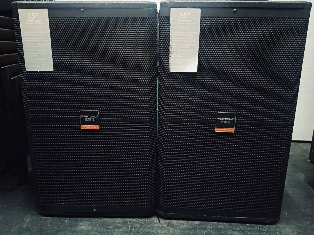 Westding 15 inch Two-Way Professional Passive Speaker (1 pai) (Category: Soundbars, Speakers & Amplifiers) located in Manila. Submitted by purplemodel (Listing ID 1422352473, Image 1). Description: Speaker 1 Pair Php 11,500 1 Pair (2 piraso) Westding 15 inch Professional Speaker Dual Voice-coil Differential Drive woofers with neodynium magnets 3200w peak power capacity Used In good condition Pick up to test Sta. Ana Manila Also available: Kevler 