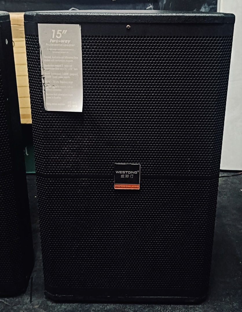 Westding 15 inch Two-Way Professional Passive Speaker (1 pai) (Category: Soundbars, Speakers & Amplifiers) located in Manila. Submitted by purplemodel (Listing ID 1422352473, Image 2). Description: Speaker 1 Pair Php 11,500 1 Pair (2 piraso) Westding 15 inch Professional Speaker Dual Voice-coil Differential Drive woofers with neodynium magnets 3200w peak power capacity Used In good condition Pick up to test Sta. Ana Manila Also available: Kevler 