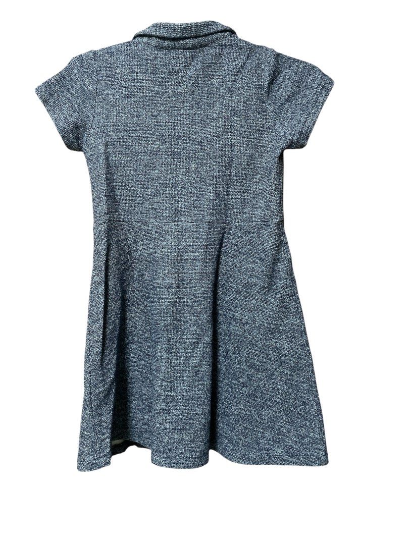 ZARA Gray Collared Dress with Pockets (Category: Babies & Kids Fashion) located in Quezon City. Submitted by mcva2 (Listing ID 1422320840, Image 2). Description: - Gray dress - Collared neckline - Short sleeves - Button-down closure - Two front pockets - Textured fabric - Slightly flared skirt - Comfortable for everyday wear.