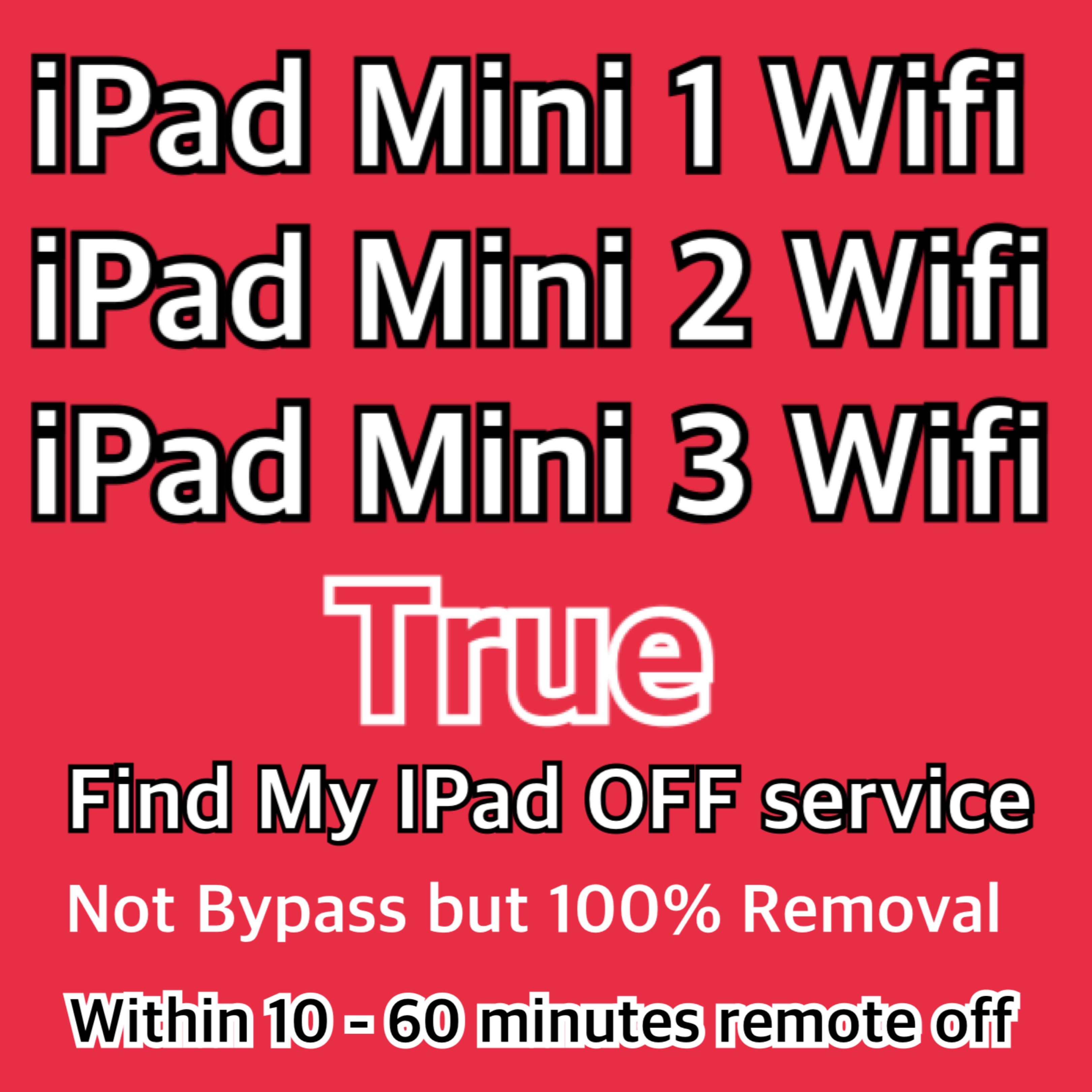 (Category: iPad) located in Singapore. Submitted by mrlazeaf (Listing ID 1419368549, Image 1). Description: - Removes Find My iPad for iPad Mini 1, 2, and 3 (WiFi models). - 100% removal (not a bypass). - Service completion in 10-60 minutes. - 3 simple steps : 1) Take a photo or short video of the Activation Home screen with serial number visible or if in Settings menu (if you can’t remember password to remove current iCloud) 2) We’ll reply as so