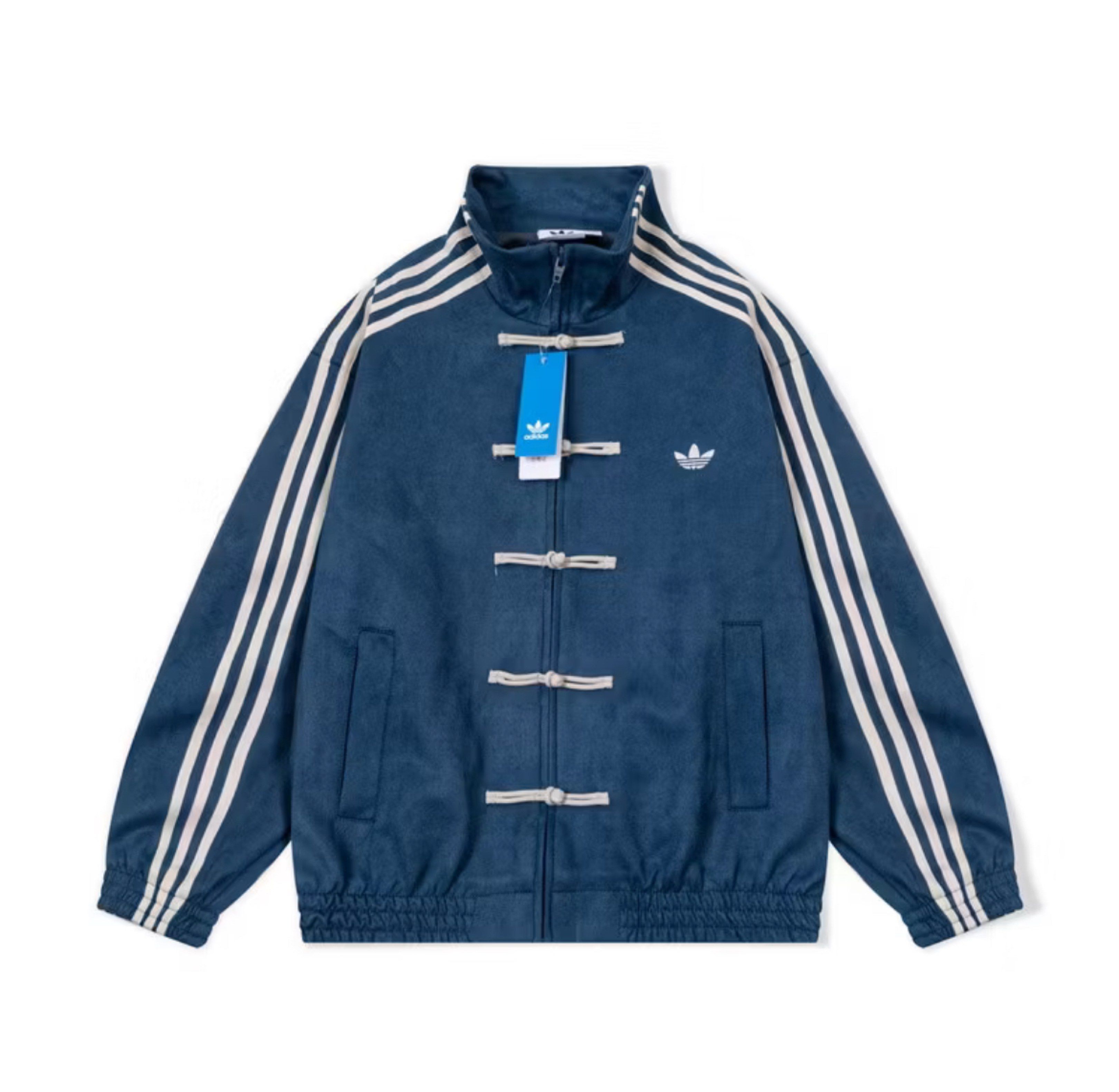 Adidas Chinese Style Jacket (Category: Coats, Jackets and Outerwear) located in Balayan. Submitted by charlesram56892 (Listing ID 1419197436, Image 1). Description: - Adidas jacket with a unique Chinese-inspired design. - Stand-up collar and zipper closure. - Distinctive frog closures. - Iconic three stripes on the sleeves. - Available in multiple colors. - Adds a touch of cultural flair to your style..