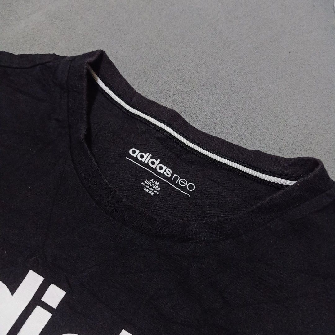 Adidas Neo Black T-shirt (Category: Shirts) located in San Jose. Submitted by gemhavenxx (Listing ID 1419339640, Image 3). Description: - Adidas Neo t-shirt - Color: Black - White Adidas logo - Size: S/M Dimes: L59cm W43cm - Material: 100% cotton - Neckline: Crew neck - Sleeves: Short sleeves - Need wash.