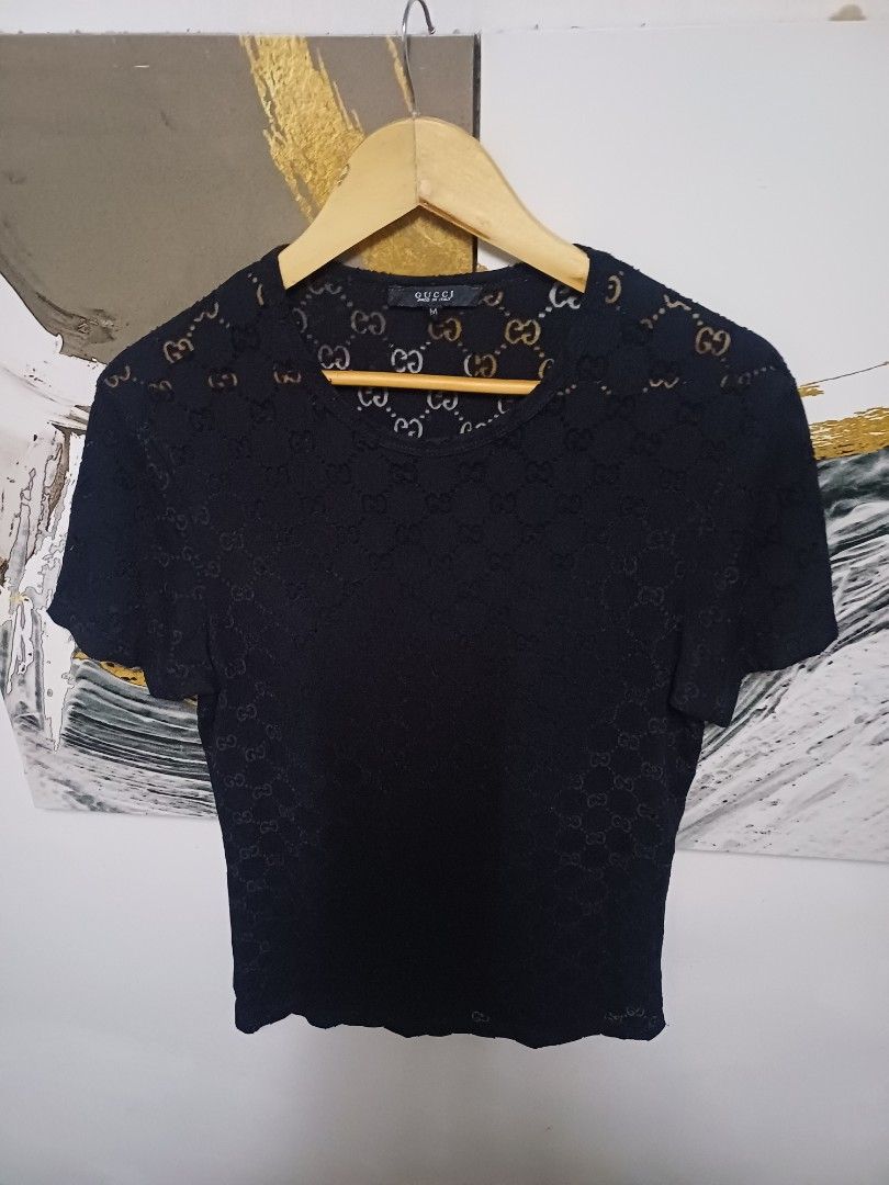 AUTHENTIC VINTAGE GUCCI MONOGRAM TRANSPARENT STRETCHABLE SHIRT (Category: Luxury Apparel) located in Arayat. Submitted by angels_closet247 (Listing ID 1419330056, Image 3). Description: Actual size using inches Armpit to Armpit 18 Lenght /28 fittings is Medium,Large to Women Excellent Condition, Issue: 😉Message if you have any other question about sizing. We do shipping nation wide I’m also open for video call so that you can see the item you ‘r