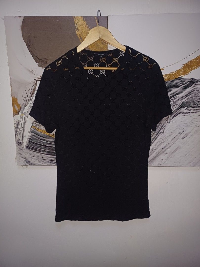 AUTHENTIC VINTAGE GUCCI MONOGRAM TRANSPARENT STRETCHABLE SHIRT (Category: Luxury Apparel) located in Arayat. Submitted by angels_closet247 (Listing ID 1419330056, Image 1). Description: Actual size using inches Armpit to Armpit 18 Lenght /28 fittings is Medium,Large to Women Excellent Condition, Issue: 😉Message if you have any other question about sizing. We do shipping nation wide I’m also open for video call so that you can see the item you ‘r