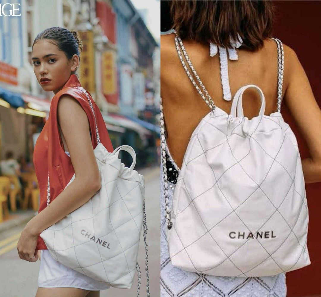 Chanel 22 Backpack (Category: Luxury Bags & Wallets) located in Quezon City. Submitted by luxxechic (Listing ID 1419265723, Image 2). Description: coded with microchip real leather good as new no issue japan preloved mop: gcash.