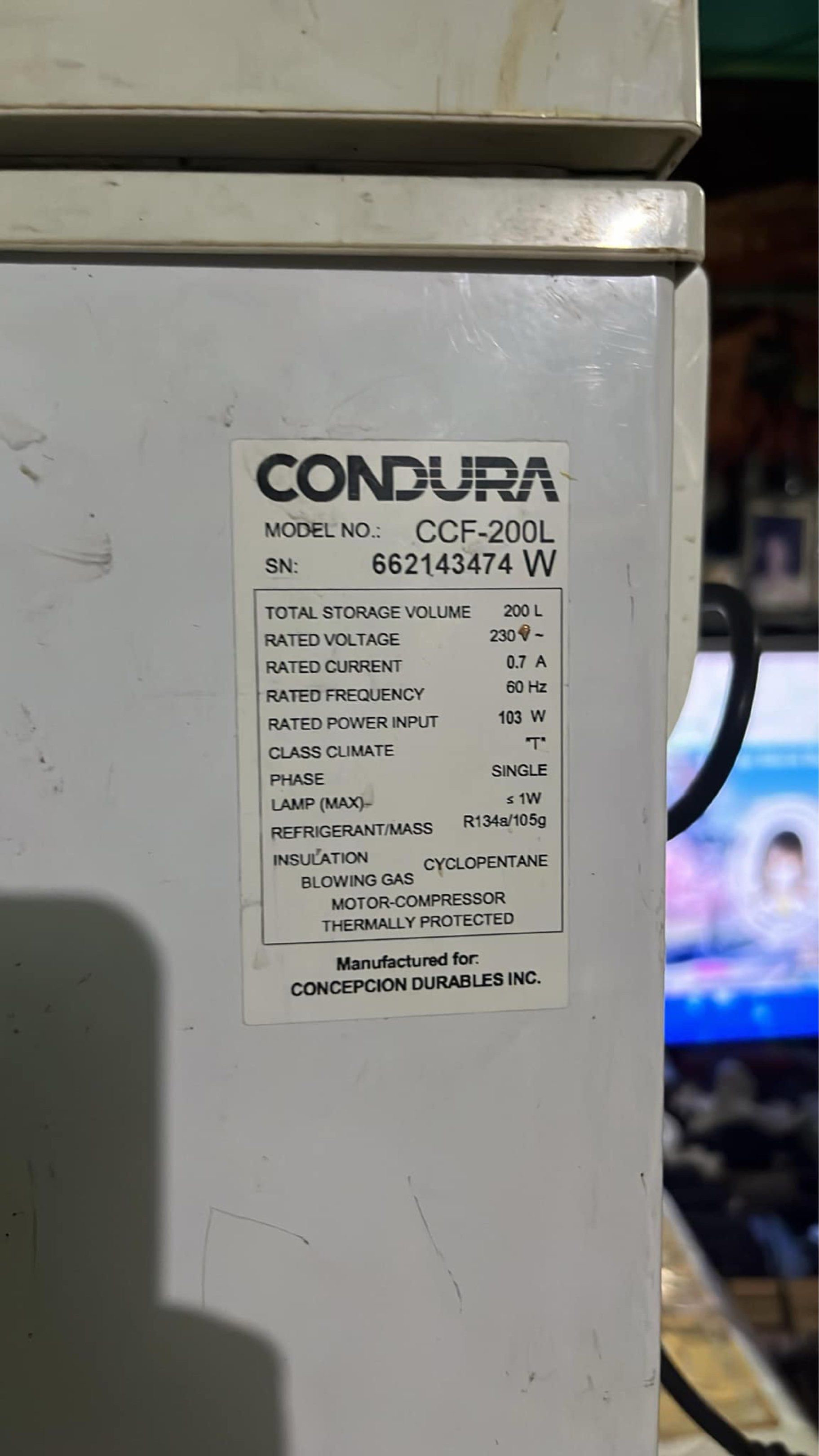 Condura Chest Freezer CCF-200L (Category: Refrigerators and Freezers) located in Quezon City. Submitted by chesucakes (Listing ID 1419323674, Image 3). Description: - used chest type freezer for sale - price is negotiable - delivery to be shouldered by buyer.