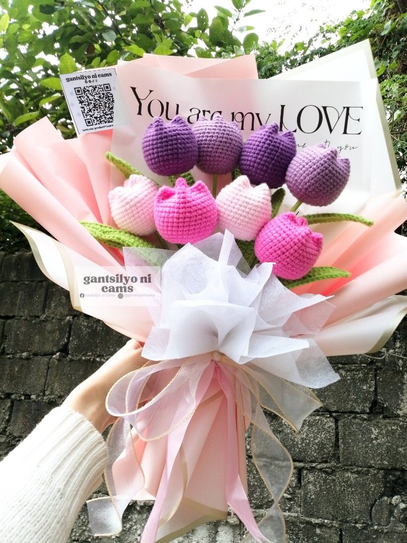 Crochet Tulip Boquet (Category: Flowers & Bouquets) located in Quezon City. Submitted by fangirlcams (Listing ID 1419240135, Image 2). Description: 250 for single boquet 180 each minimum of 3 pcs Available flowers as of now: 3 purple (to be assembled) 2 sky blue 4 blue 2 orange 2 yellow Also we can do customized of any flowers. You can send us photos if you have for reference ☺️ IG: gantsilyonicams FB: Gantsilyo ni Cams 📍Quezon City.