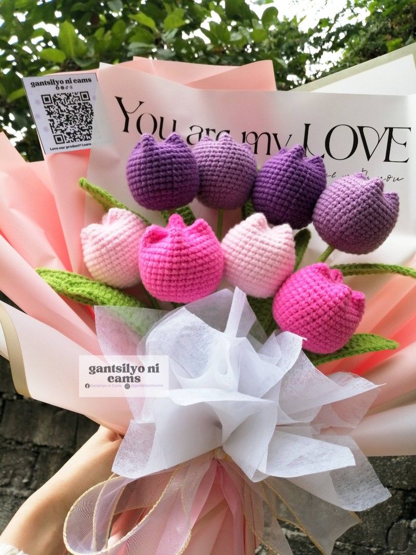 Crochet Tulip Boquet (Category: Flowers & Bouquets) located in Quezon City. Submitted by fangirlcams (Listing ID 1419240135, Image 3). Description: 250 for single boquet 180 each minimum of 3 pcs Available flowers as of now: 3 purple (to be assembled) 2 sky blue 4 blue 2 orange 2 yellow Also we can do customized of any flowers. You can send us photos if you have for reference ☺️ IG: gantsilyonicams FB: Gantsilyo ni Cams 📍Quezon City.