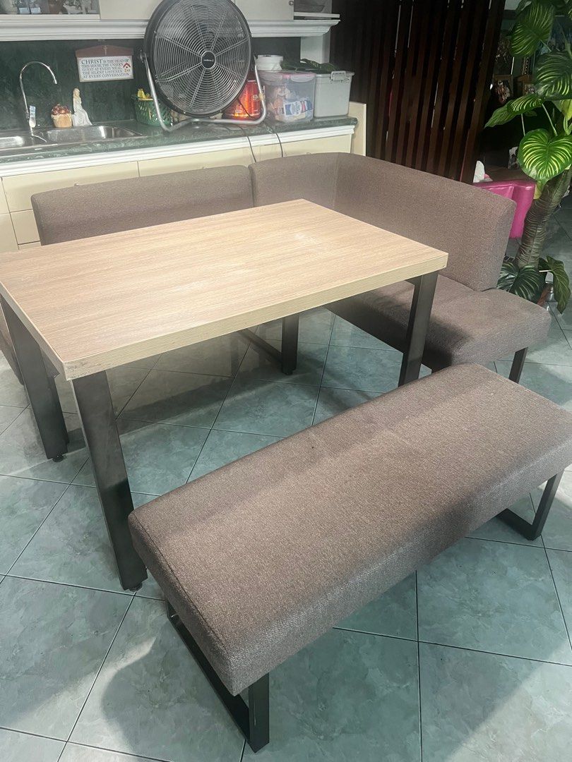 Dining Table Set with Bench and Corner Sofa (Category: Tables & Sets) located in Quezon City. Submitted by anneyohan (Listing ID 1419363366, Image 2). Description: .