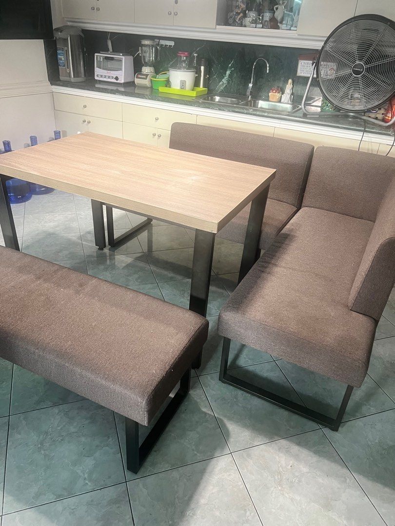 Dining Table Set with Bench and Corner Sofa (Category: Tables & Sets) located in Quezon City. Submitted by anneyohan (Listing ID 1419363366, Image 3). Description: .