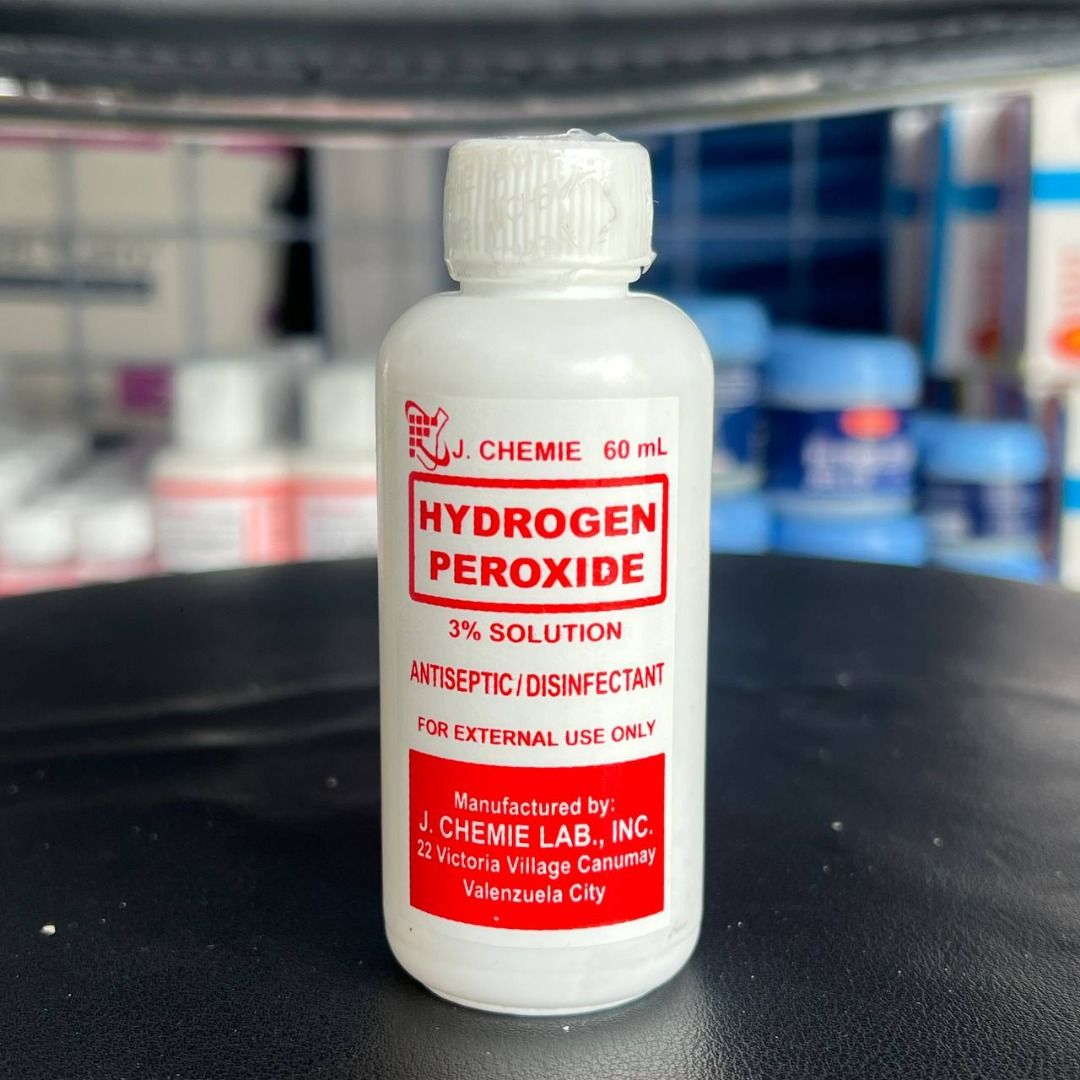 j.chemie HYDROGEN PEROXIDE 3% 60ML (Category: Medical Supplies & Tools) located in Quezon City. Submitted by zyra26 (Listing ID 1419218161, Image 2). Description: .