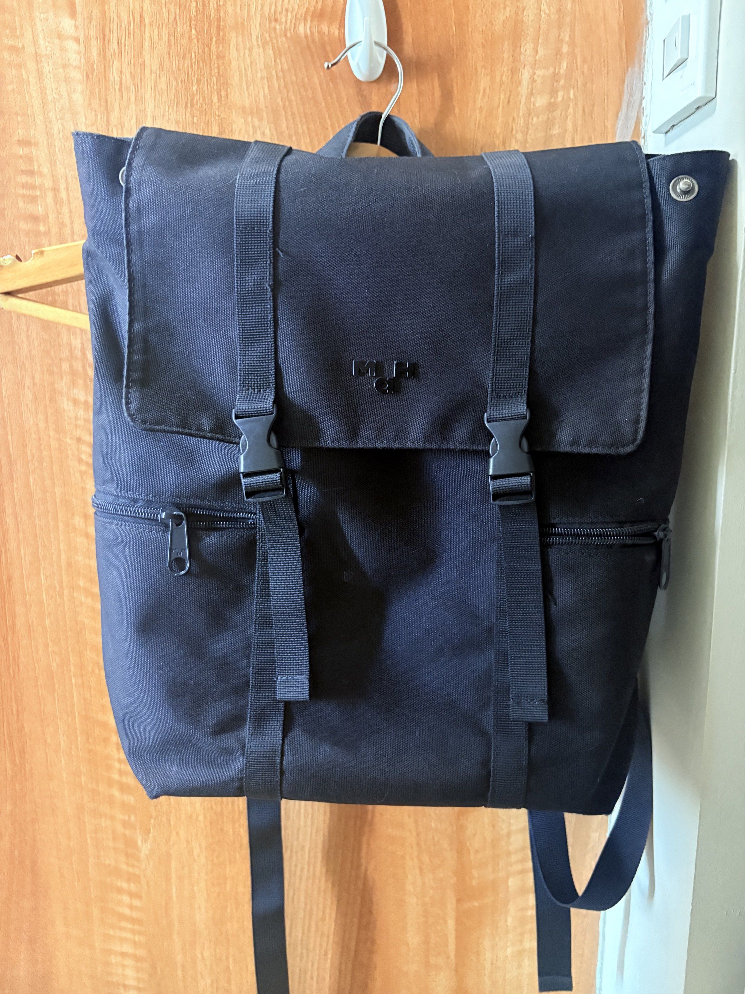 MAH 1982 Siro Black Backpack with Waterproof Fabric (Category: Backpacks) located in Quezon City. Submitted by delilahclosetph (Listing ID 1419273460, Image 1). Description: - MAH 1982 Siro Black Backpack - Features waterproof fabric - Well used but no damage, see photos - 27X11x37CM - Original Price: P1,200.
