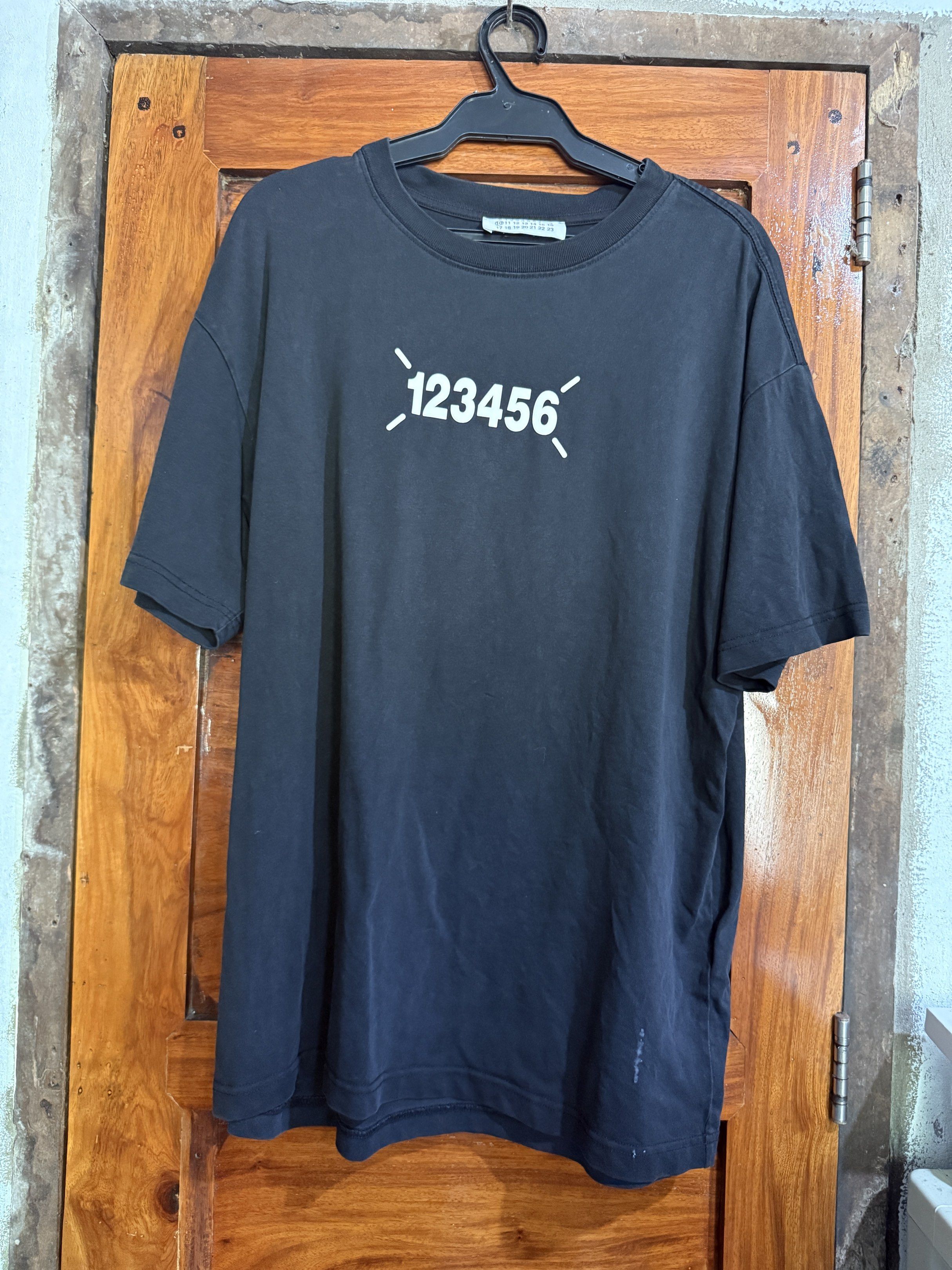 Maison Margiela 123456 Graphic Tee (Category: Tshirts & Polo Shirts ) located in Manila. Submitted by keepercollection (Listing ID 1419203968, Image 1). Description: - Maison Margiela T-shirt - Graphic print on front (numbers 123456) - Graphic print on back (colorful cups, numbers, Maison Margiela logo) - Size and brand tag included - Made in Italy.