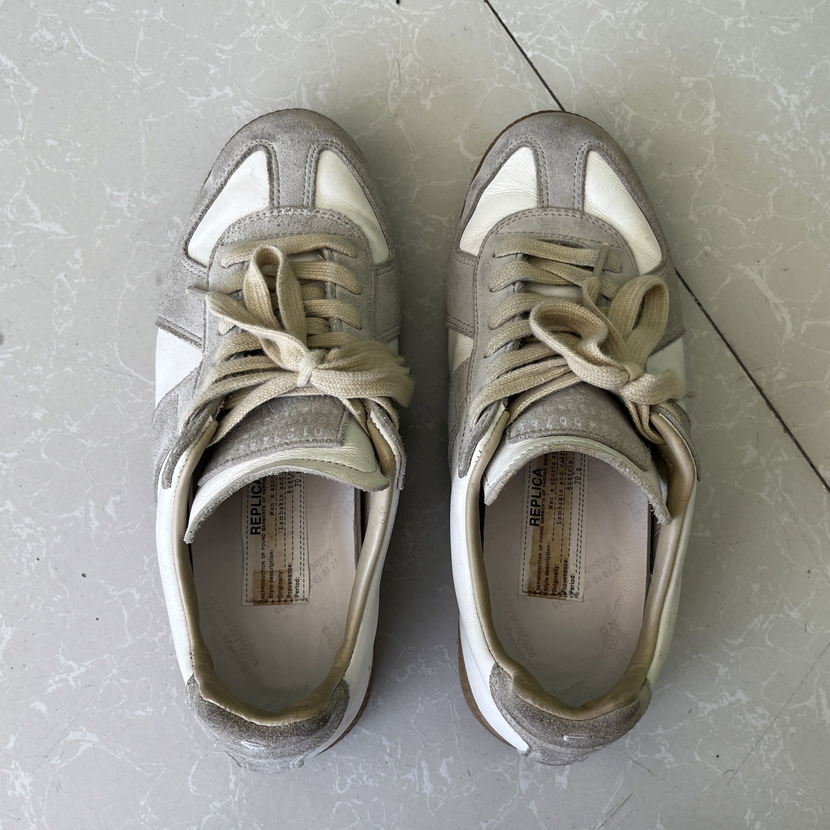 Maison Margiela Gats Sneakers (Category: Sneakers) located in Pasig City. Submitted by streetwearole (Listing ID 1419282080, Image 3). Description: Maison Margiela Gats Replica sneakers Size EU 38 Fits 8 US Women’s / 6 US Men’s / 24cm No box, pair only negotiable offer lang Legit/off Needs cleaning Check photos for flaws.