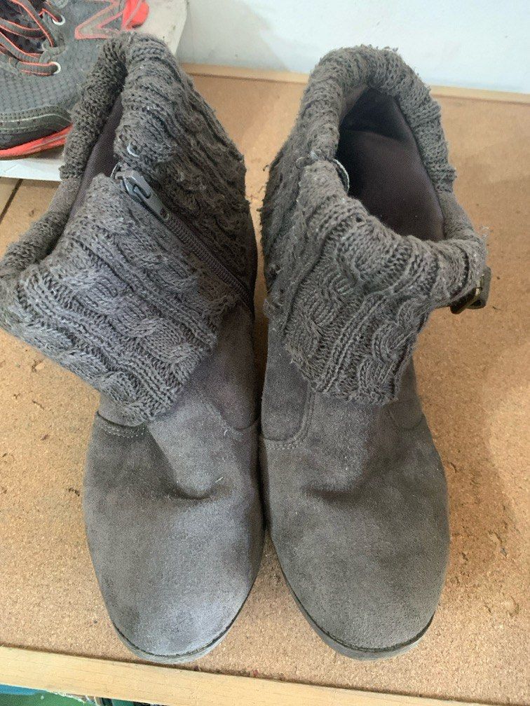 Muk Luks Haley Heeled Ankle Boot with Knit Cuff (Category: Boots) located in Angeles City. Submitted by jnwsurplus (Listing ID 1419228935, Image 1). Description: Muk Luks Haley Heeled Ankle Boot with Knit Cuff.
