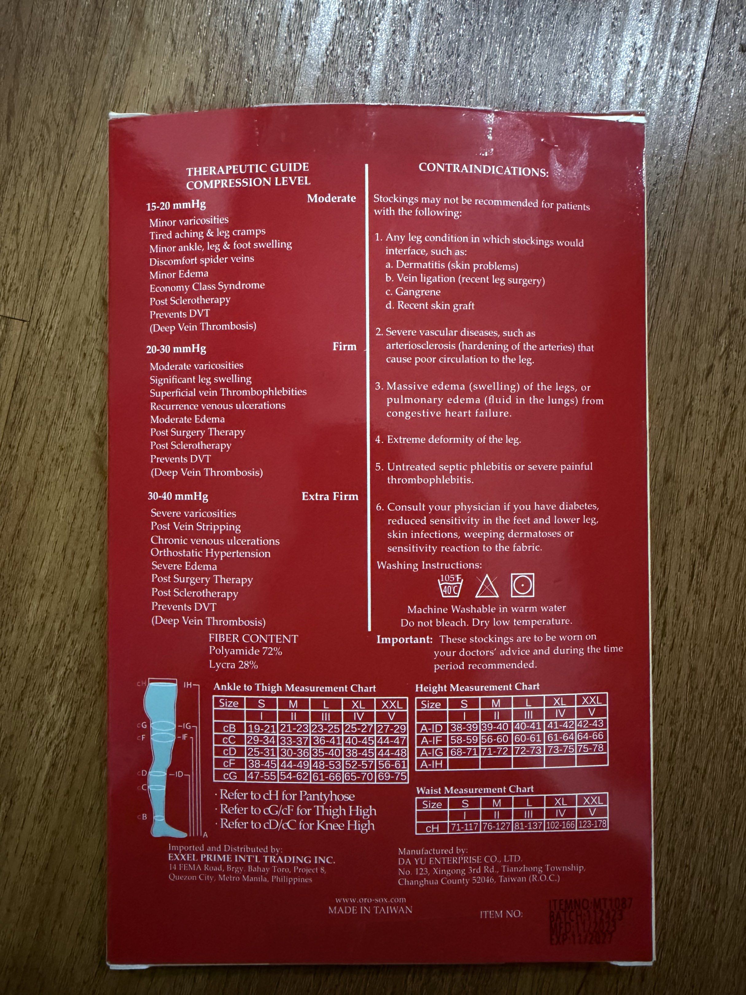 Oro Medical Thigh High Compression Stockings (Category: Medical Supplies & Tools) located in Manila. Submitted by hchua17 (Listing ID 1419209036, Image 3). Description: RFS: wrong size MOP: Gcash or BPI Loc: Quezon city (near D Tuazon) .