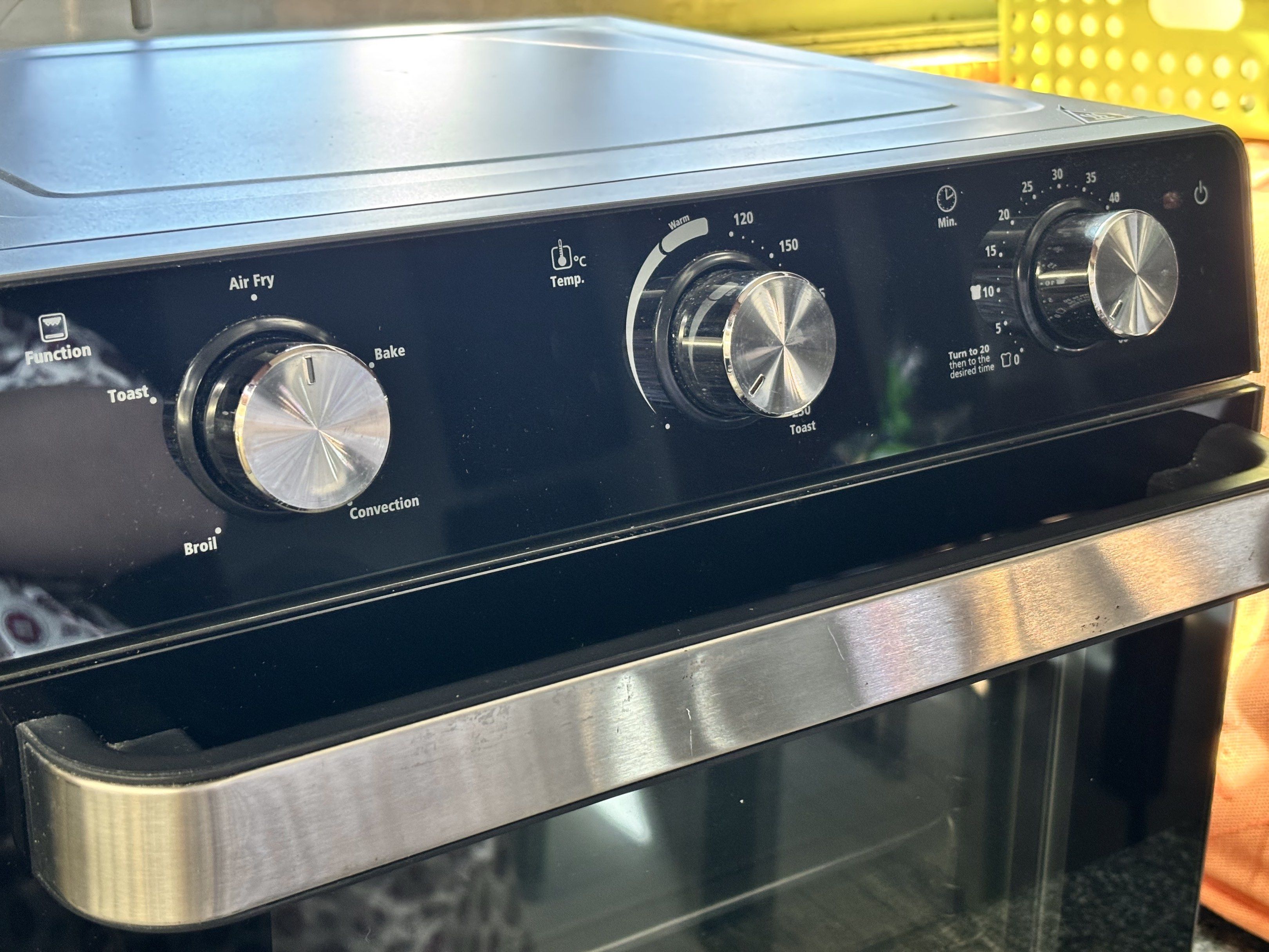 Oster Oven with Airfryer (Category: Fryers) located in Caloocan City. Submitted by pastalovers (Listing ID 1419215046, Image 2). Description: -Only used as an airfryer -With baking tray, mesh air fryer basket, removable crumb tray, and manual -No box -Haven't tried the broil and toast mode Flaws: Bake and Convection Bake mode not working kaya never namin nagamit for baking. Hindi umiinit sa loob. You can have it checked in authorized stores in th