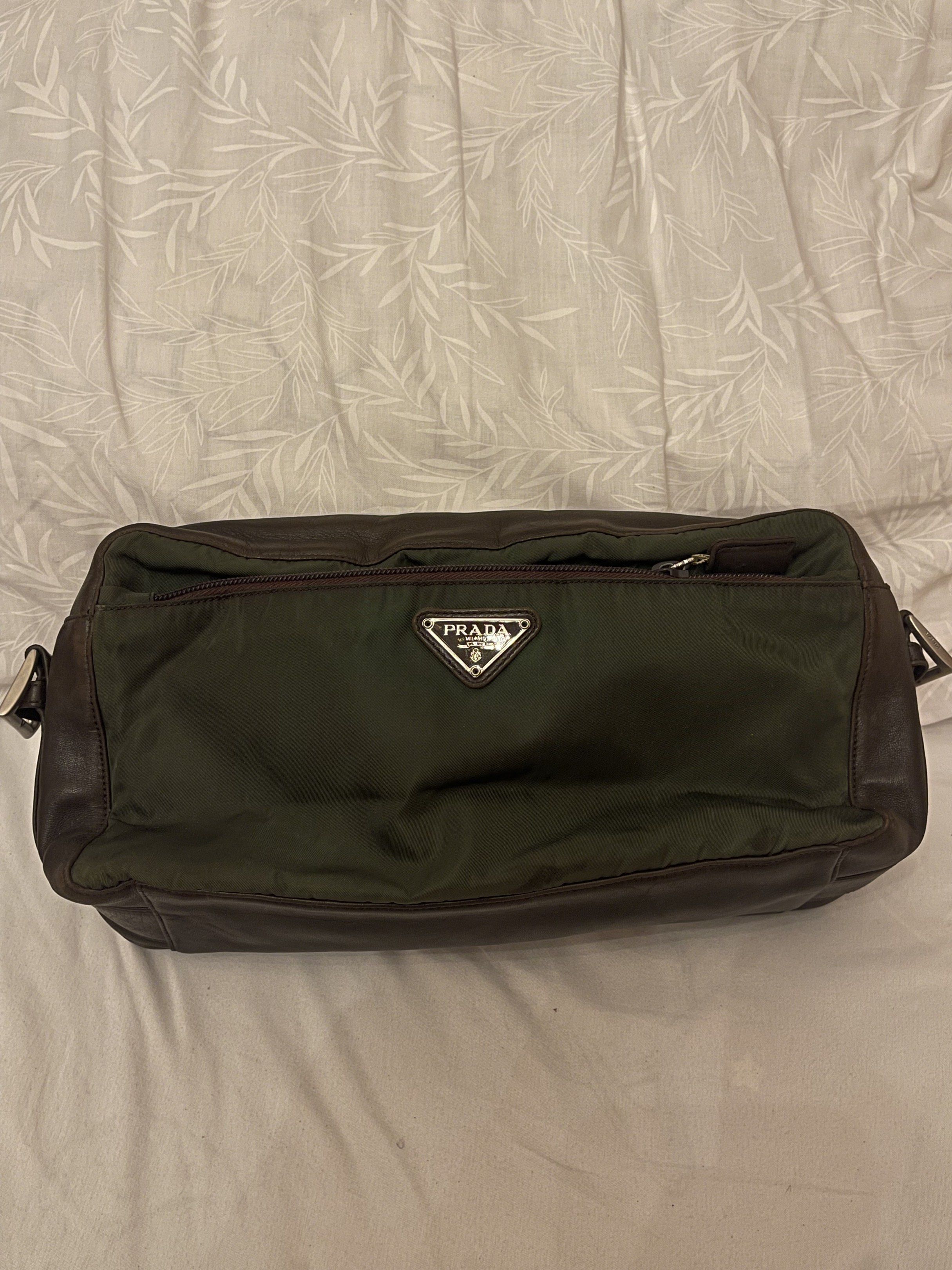 Prada Crossbody Bag/pouch (Category: Luxury Bags & Wallets) located in Marilao. Submitted by wardrovearchives (Listing ID 1419362189, Image 1). Description: Authentic Prada Milano nylon & leather bag • Classic triangle logo • Made in Italy hardware • Durable Prada tessuto nylon • Vintage piece with natural signs of age • Spacious, lightweight, and timeless, belt strap not inlcuded This is a pre-loved vintage item — expect gentle wear that adds ch