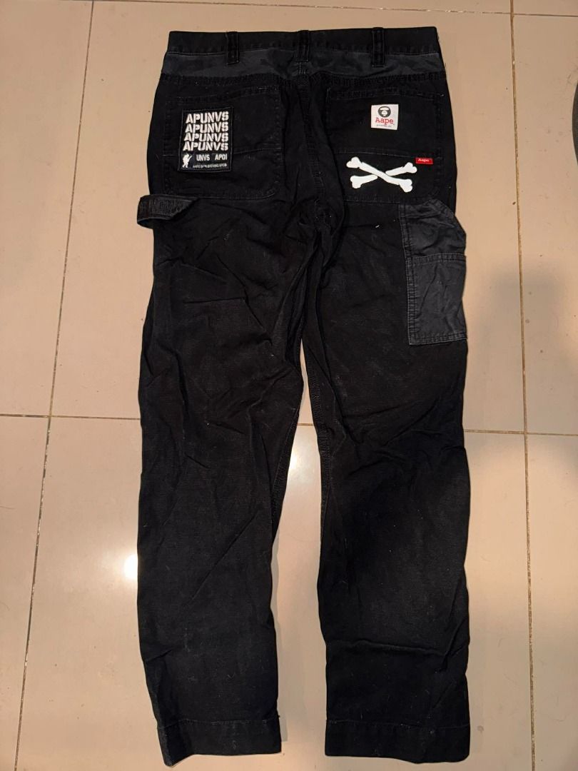 Aape Pants (Category: Jeans) located in San Pedro. Submitted by kastensss (Listing ID 1422526514, Image 2). Description: Aape Pants - Small on tag W = 28 - 30 L = 36 - Authentic - Issue Crack prints check pics - Good Condition - 850 Shipped .