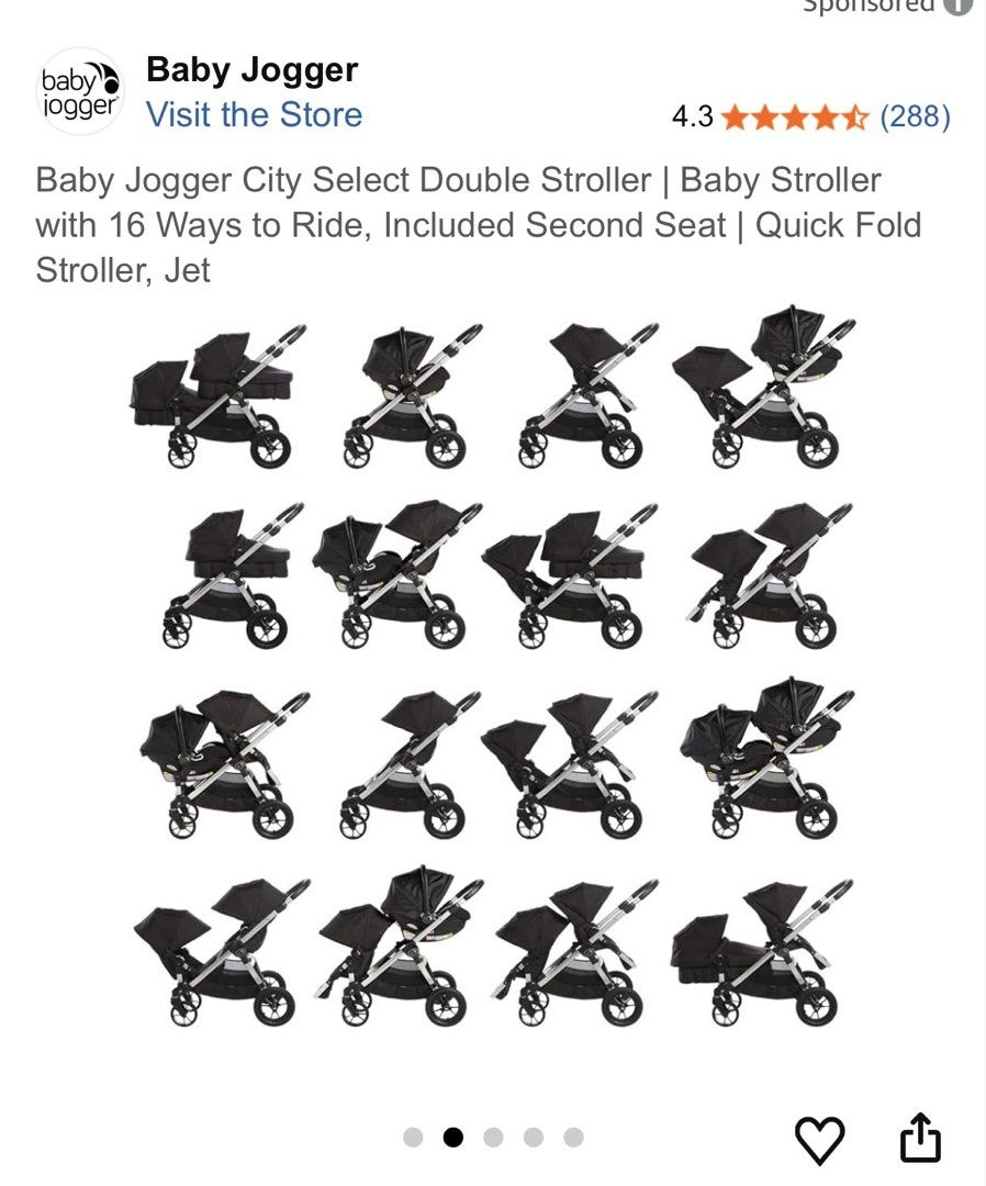 Baby Jogger City Select Double Stroller Red twin stroller (Category: Strollers) located in Manila. Submitted by avalanchesonlineshopmainacount (Listing ID 1422470357, Image 2). Description: - Baby Jogger City Select Double Stroller - Red color - Double seat configuration - Includes a second seat - 16 ways to ride - Quick-fold design for easy storage and transport - Black frame and wheels.