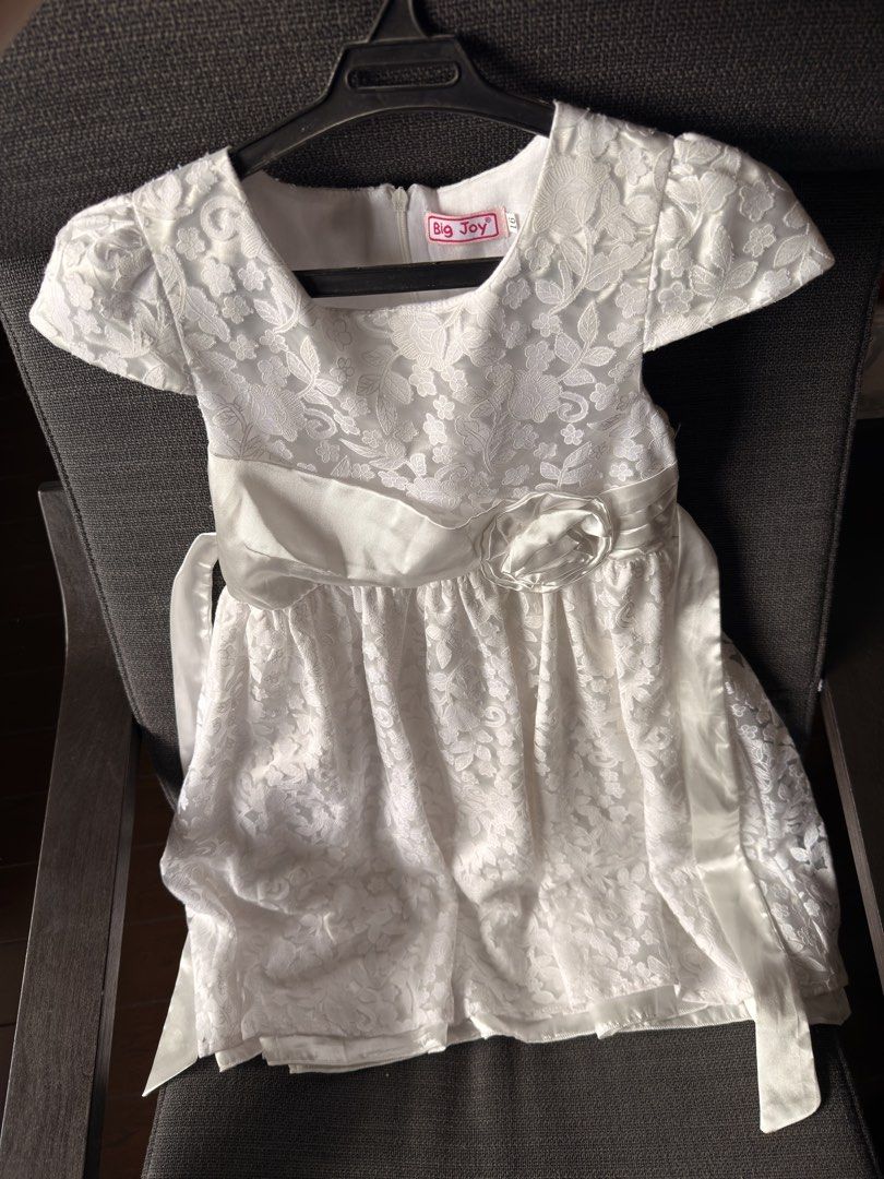 Big Joy White Lace Dress (Category: Babies & Kids Fashion) located in Las Pinas. Submitted by aizophrenic (Listing ID 1422396989, Image 1). Description: Big Joy size 16 white dress used once only.