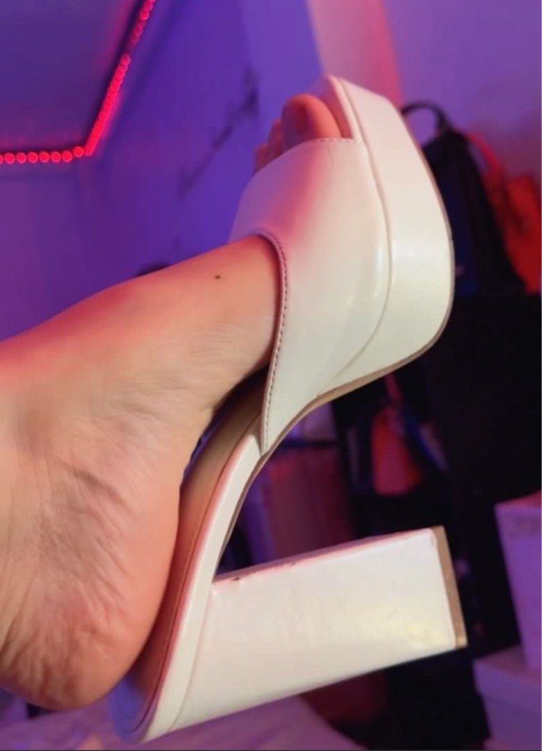 Bimba y Lola White Platform Heels Size 39 (Category: Heels) located in Taguig. Submitted by mamicakes_420 (Listing ID 1422400710, Image 3). Description: - Bimba y Lola platform heels - White color - Size 39 - Square toe - Chunky heel - Minimal signs of wear - Includes original box - Adds elegance to any outfit.
