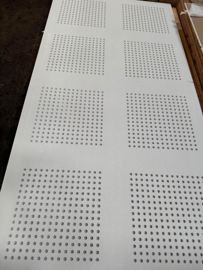 Eastberg Perforated Gypsum Board Echo Shield (Category: Construction & Building Materials) located in Manila. Submitted by topanmarketingcorp (Listing ID 1422394768, Image 1). Description: Eastberg Echo Shield is an acoustic sound absorbing gypsum board with circular hole perforations and glass mat on paper back face. Designed for sound absorption, Eastberg Echo Shield has a noise reduction coefficient (NRC) value of 0.65 to 0.80. Available in: C