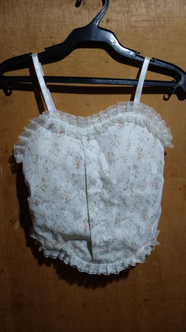 Floral Lace Crop Top (Category: Others Tops) located in General Trias. Submitted by ninicflors (Listing ID 1422527518, Image 1). Description: - Stretchable - Adjustable straps and with foam - Ruffled trim (neckline & hem) - Once worn.