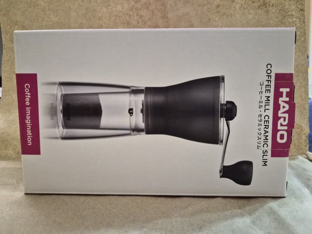 Hario Coffee Mill Ceramic Slim (Category: Coffee Machines & Makers) located in Quezon City. Submitted by jhnsn (Listing ID 1422531953, Image 3). Description: - Hario Coffee Mill Ceramic Slim - MSS-1TB - Brand new - Compact, manual hand grinder - For 2 cups - Holds around 24g of coffee - Washable .