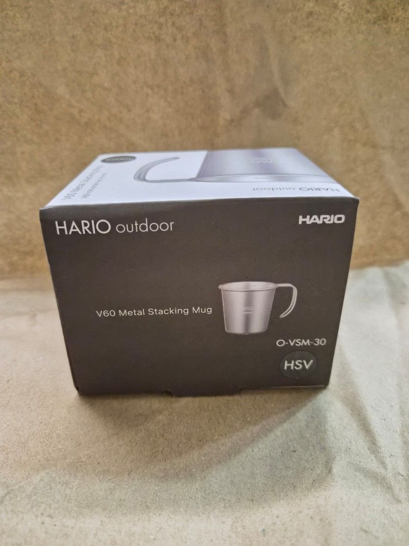 Hario V60 Metal Stacking Mug 300mL (Category: Other Kitchenware & Tableware) located in Quezon City. Submitted by jhnsn (Listing ID 1422531087, Image 2). Description: - Hario Outdoor - V60 Metal Stacking Mug 300mL - O-VSM-30 - Brand new - Volume scale on the inside - Stackable - V60 dripper compatible .