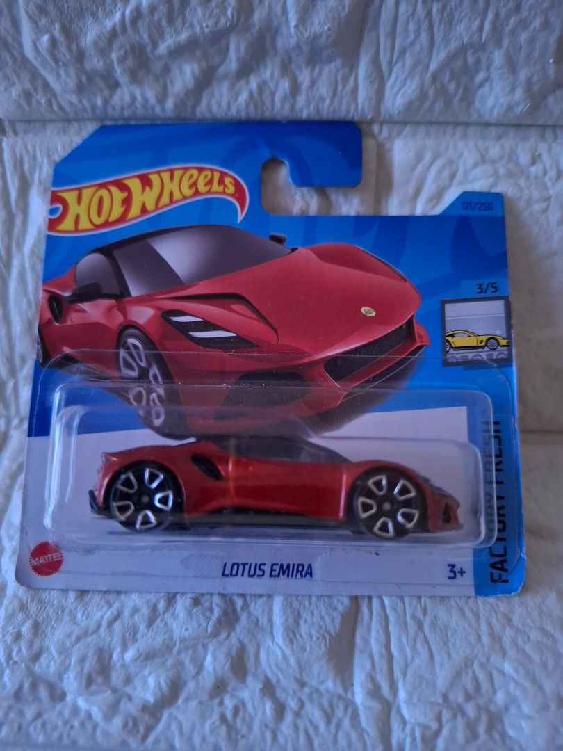 Hot Wheels Lotus Emira (Category: Vehicle & Diecast Models) located in Narvacan. Submitted by jigger85_2ndaccount (Listing ID 1422403955, Image 1). Description: - Hot Wheels Lotus Emira - Color: Red - Series: Factory Fresh - Condition: Brand new, in original packaging - Recommended Age: 3 years and up.