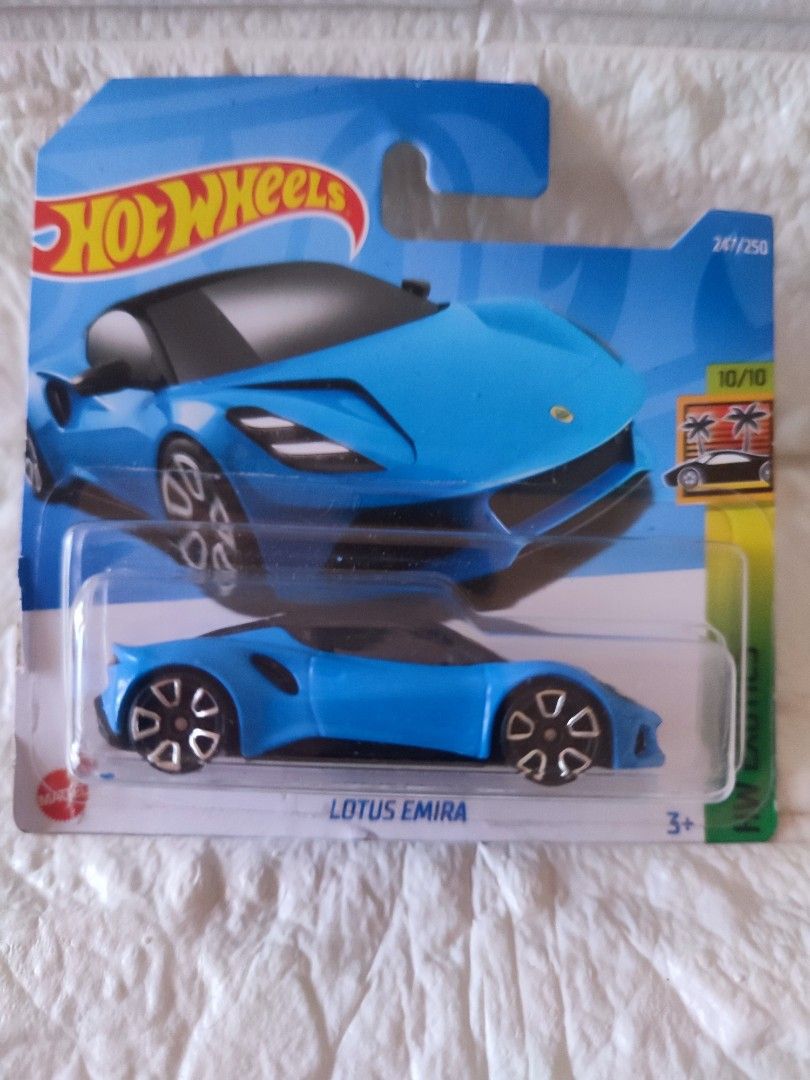 Hot Wheels Lotus Emira (Category: Vehicle & Diecast Models) located in Narvacan. Submitted by jigger85 (Listing ID 1422405573, Image 1). Description: - Hot Wheels Lotus Emira diecast car - Color: Blue - Brand new, in original packaging - Part of the 10/10 series - Age recommendation: 3+ - Features the Hot Wheels logo and car name on packaging.