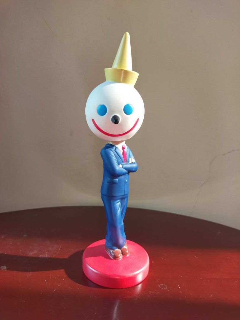 Jack In The Box Bobblehead (Category: Figurines & Statues) located in Taytay. Submitted by rulertrade (Listing ID 1422404590, Image 1). Description: 2003 Jack In The Box fastfood restaurant bobblehead figure "Jack the CEO" Height - 8.5 inches In very good condition Well kept Original packaging no longer available *** Firm price Location: Taytay, Rizal.