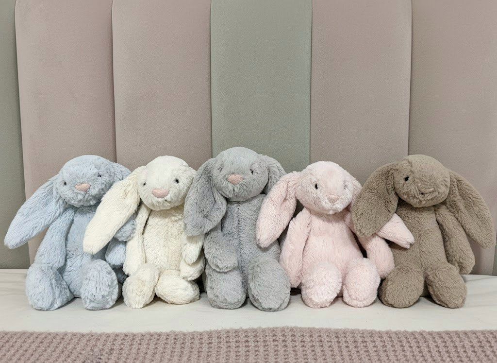 Jellycat Bunny Plush Small Authentic (Category: Plushies & Soft Toys) located in Bulacan. Submitted by mahaliabuys (Listing ID 1422485919, Image 1). Description: Selling my baby’s preloved Jellycat bunnies. All in small size 650 each (last price) ~Available colors: blue - SOLD ❌ cream - SOLD ❌ gray - Available ✅ (This one is like new) 750 for this one. pink - SOLD ❌ brown - SOLD ❌.